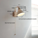 Axyaa Nordic Modern LED Wall Lamp Walnut Wood Ceramic Copper Pull Chain Switch