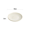 Axyaa Beige Line Pattern Shallow Plate - Ceramic Steak Salad Sushi Dish