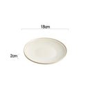 Axyaa Beige Line Pattern Shallow Plate - Ceramic Steak Salad Sushi Dish