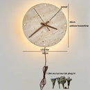 Axyaa Stone Clock LED Wall Light Yellow Travertine Wooden Pointer for Living Room