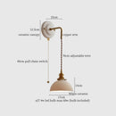 Axyaa Small Pleats Ceramic LED Wall Light Fixture Copper Arm Pull Chain Switch