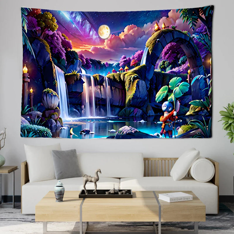 Axyaa Bohemian Mushroom Forest Tapestry - Bedroom & Living Room Wall Decor