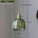 Axyaa Green Glass Pendant Lamp: Retro Nordic Luxury LED Chandelier for Home Decor