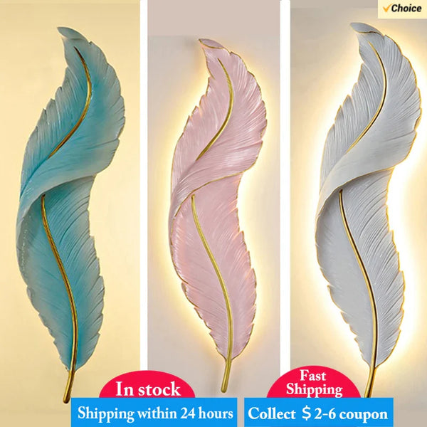 Axyaa Modern LED Feather Wall Lamps for Bedroom and Living Room Decor