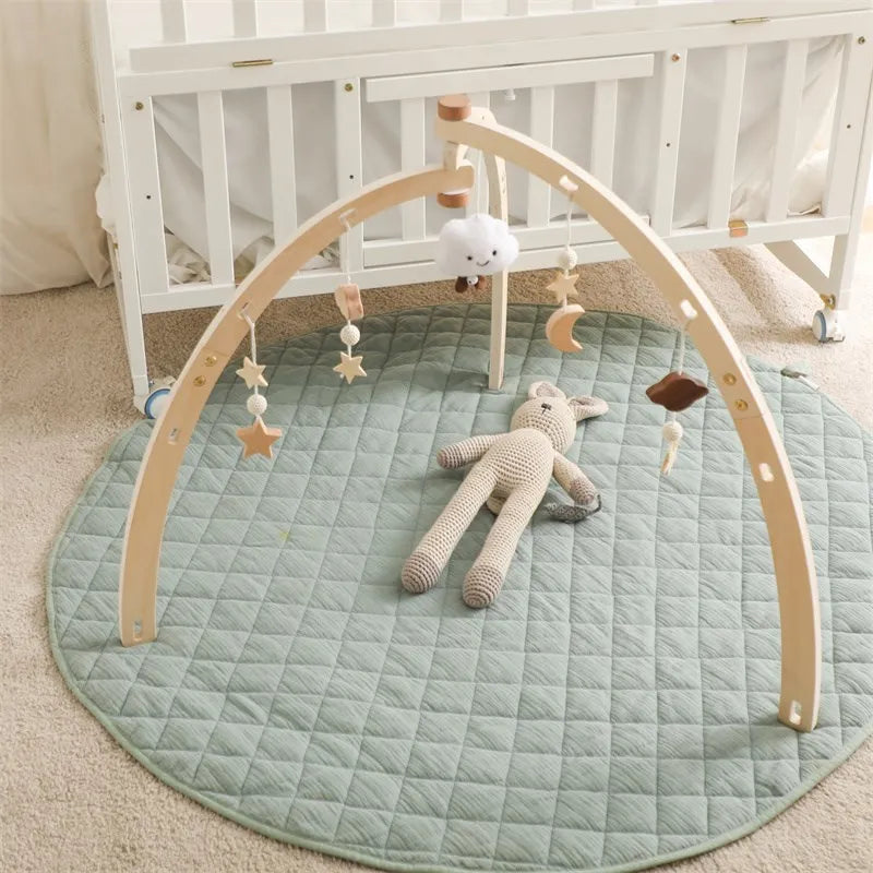 Axya Wooden Baby Gym: Moon Cloud Star Rattle Montessori Toy