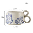Axyaa 12oz Blue and White Ceramic Coffee Mug - Handmade Stoneware Cup