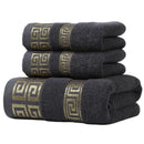 Axyaa Luxury Grey Cotton Towels Set: 1 Bath Towel, 2 Hand Towels - Quick Dry & Absorbent