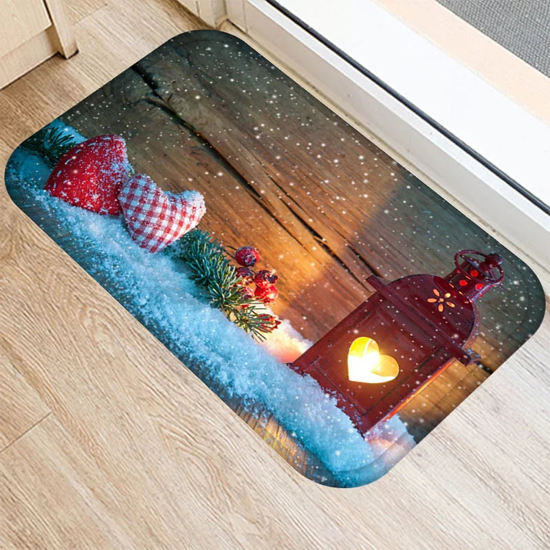Axyaa Christmas Balls Tree Printed Door Mat Non-Slip Floor Carpet)((((