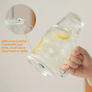 Axyaa Begonia Floral Glass Tumbler with Handle, Straw, Lid - Large Capacity Water Cup