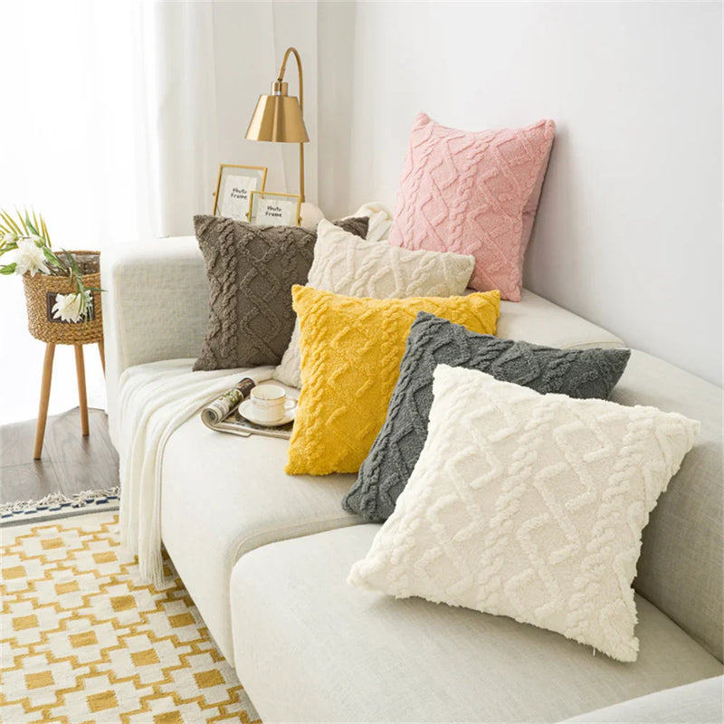 Axyaa Plush Faux Wool Throw Pillow Cover 45x45cm - Soft Decorative Cushion Case