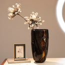 Axyaa Black Crack Glass Flower Vase - Modern Terrarium Room Floral Arrangement