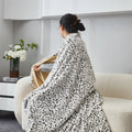 Axyaa Leopard Print Rabbit Fur Blanket - All-Season Machine Washable Home Dorm Universal Blanket