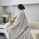 Axyaa Leopard Print Rabbit Fur Blanket - All-Season Machine Washable Home Dorm Universal Blanket