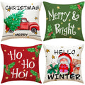 Axyaa Christmas Cushion Covers: Green Red Plaid Merry Christmas Pillowcase 45x45CM