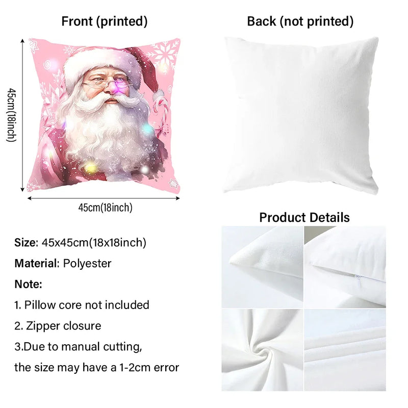 Axyaa LED Christmas Pillowcase with Santa & Snowman Garland Pattern