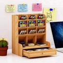 Axyaa Wooden Desk Organizer: Large Capacity Pen Holder for School, Office & Home