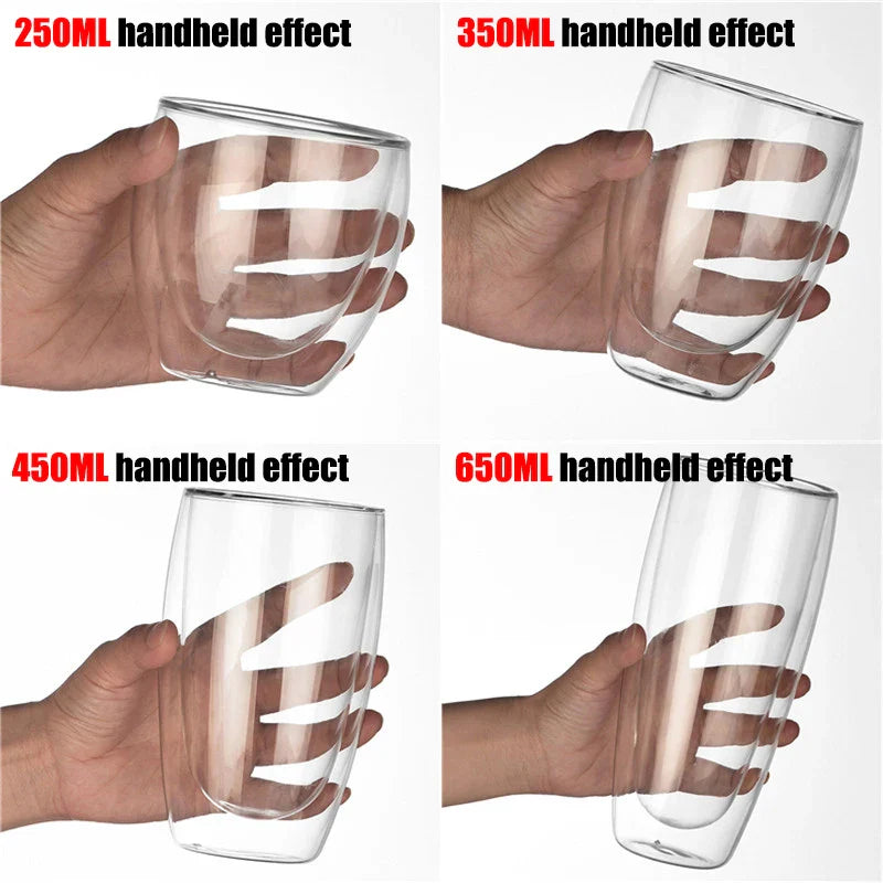 Axya Double Wall Glass Cup – Handmade, Heat Resistant, Multi-use Drinkware