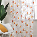 Axyaa White Daisy Sheer Window Curtain Drape for Living Room Floral Home Decor