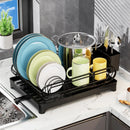 Axyaa Kitchen Countertop Storage Rack: Dish, Cutlery, Draining Tray, Knife, Fork, Cup Holder