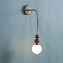 Axyaa Japanese Style Light Luxury Walnut Wall Lamp for Living Room Bedroom Hallway