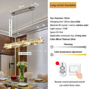 Axyaa Luxury Crystal LED Pendant Lamp - Silver Chandelier Lighting for Living & Dining Room