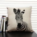 Axyaa African Animal Linen Pillow Cover 45x45cm - Lion, Elephant, Elk Portrait Decor