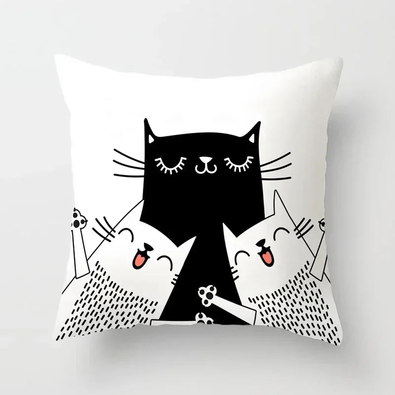 Axyaa Cat Sofa Pillow Cover - Cartoon Style Home Decor Pillowcase