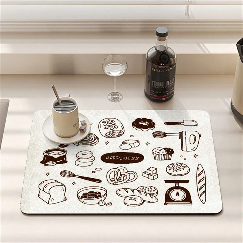 Axyaa Cartoon Print Kitchen Coasters Set for Glasses and Dishes