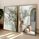 Axyaa Mediterranean Olive Tree Canvas Art Print - Botanical Antique Wall Art Poster