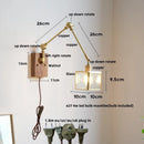 Axyaa Cube Glass LED Wall Sconce, Walnut Wood, Pull Chain Switch, 2 Arms