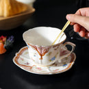 Axyaa Floral Gold Rim Coffee Mug Set