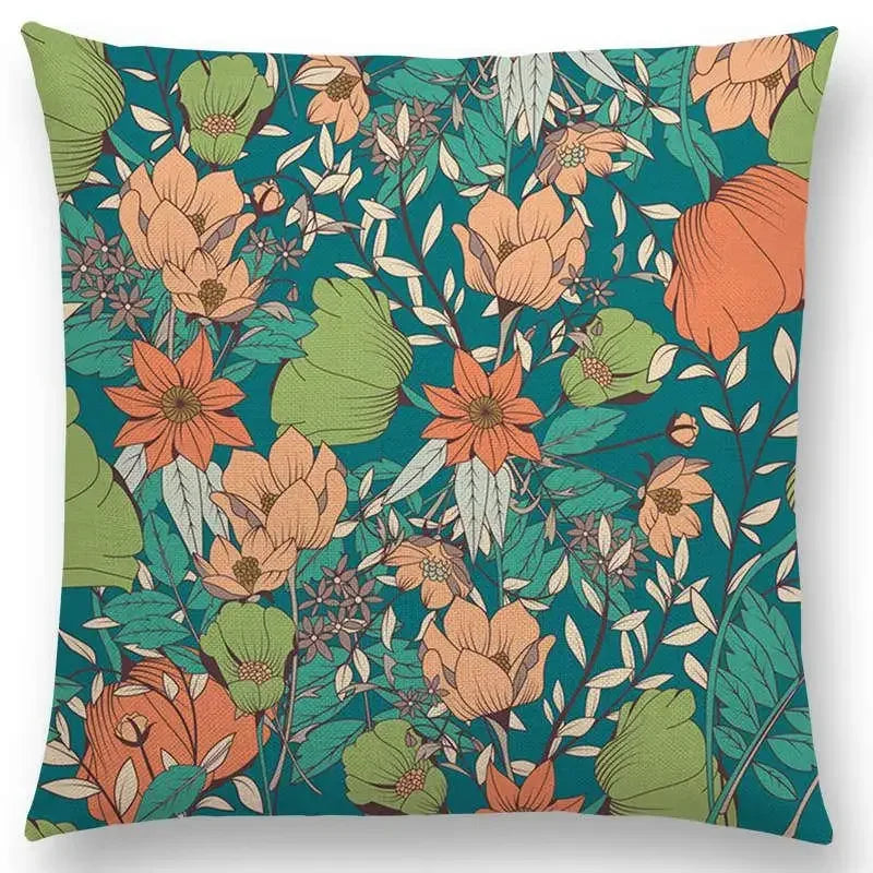 Axyaa Botanical Floral & Butterfly Cushion Cover - Home Decor Sofa Pillow Case
