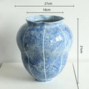 Axyaa Blue Ceramic Vase Hydroponics Terrarium Flowerpot Home Decor Accessories