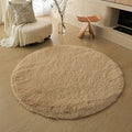Axyaa Kids Bedroom Plush Rug: Circular White Fluffy Carpet for Nursery & Play Mat