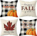 Axyaa Buffalo Check Print Linen Pillow Cover 45x45 for Fall Thanksgiving Decor