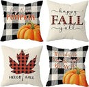 Axyaa Buffalo Check Print Linen Pillow Cover 45x45 for Fall Thanksgiving Decor