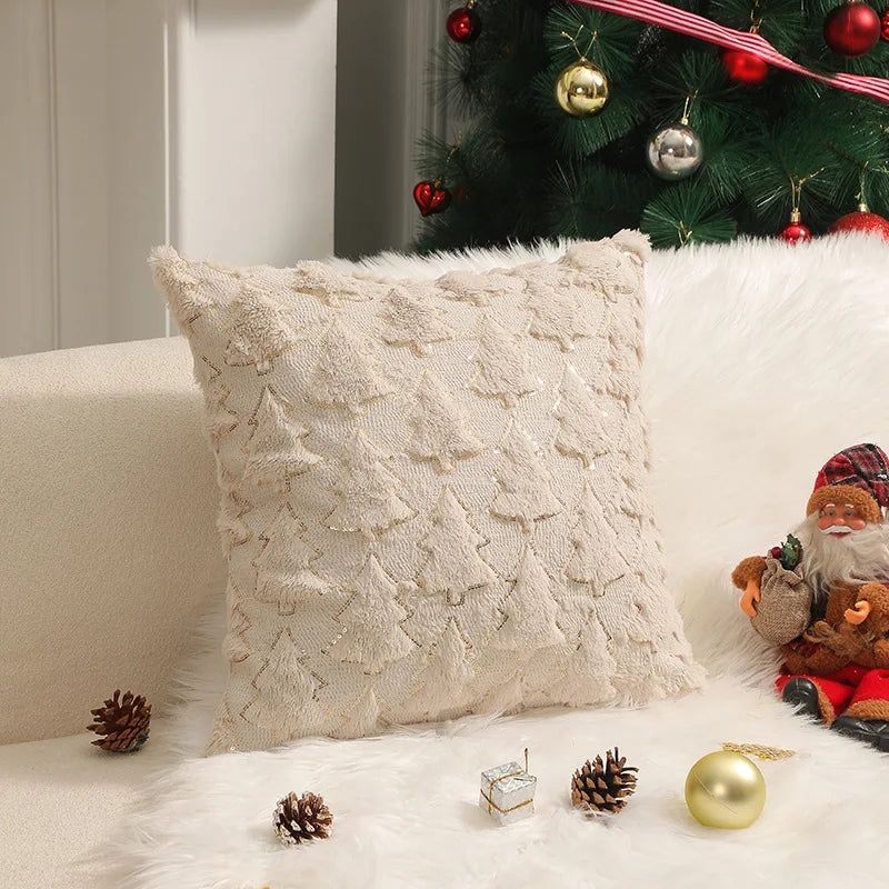 Axyaa Shaggy Pine Christmas Throw Pillow Case for Festive Home Decor