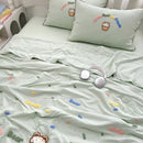 Axyaa Cartoon Embroidered Duvet Set: Breathable & Thin for Summer Comfort