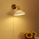 Axyaa Ceramic Wall Sconce Lamp with Pull Switch - Vintage Brass Wall Light