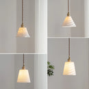 Axyaa Nordic Copper LED Pendant Lamp Ceramic Lampshade Chandelier for Home Décor