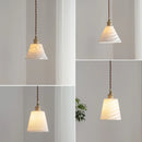 Axyaa Nordic Copper LED Pendant Lamp with Ceramic Lampshade for Living Room Chandelier