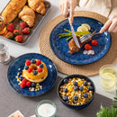 Axyaa Blue Stoneware Dinner Set for 4/8: Dinner Plates & Bowls, Kiln Change Design