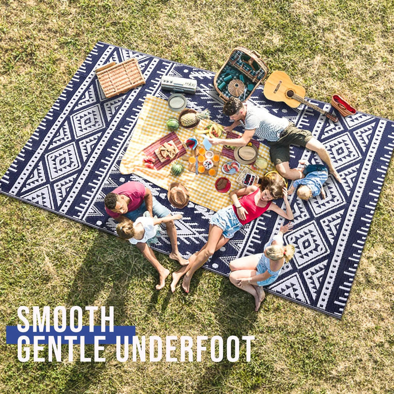 Axyaa Reversible Outdoor Straw Rug Waterproof Boho Patio Mat