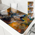 Axyaa Wolf Kitchen Drying Mat: Absorbent Placemat for Cup Drying & Table Decoration