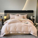 Axyaa Long Staple Cotton Bedding Set: 4-Piece Matte Sheet & Duvet Cover in Pure Cotton