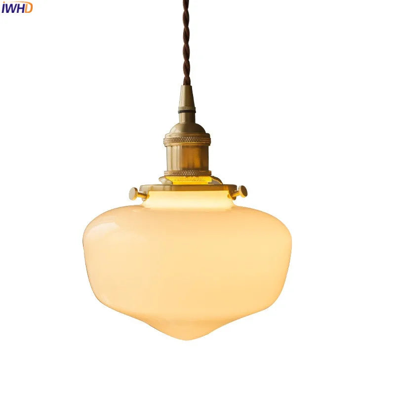 Axyaa White Glass LED Pendant Lamp Nordic Modern Hanglamp for Home, Bathroom, Bedroom