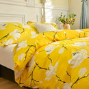 Yellow Floral Print Duvet Cover Set by Axyaa