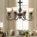 Axyaa Vintage Ceramic Chandelier with Metal Iron Arm & Glass Lampshade
