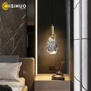 Axyaa Crystal Stone Pendant Light Gold Copper Ceiling Lamp
