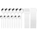 Axyaa Pink Gold Stainless Steel Cutlery Set - 24Pcs Mirror Dinnerware Flatware